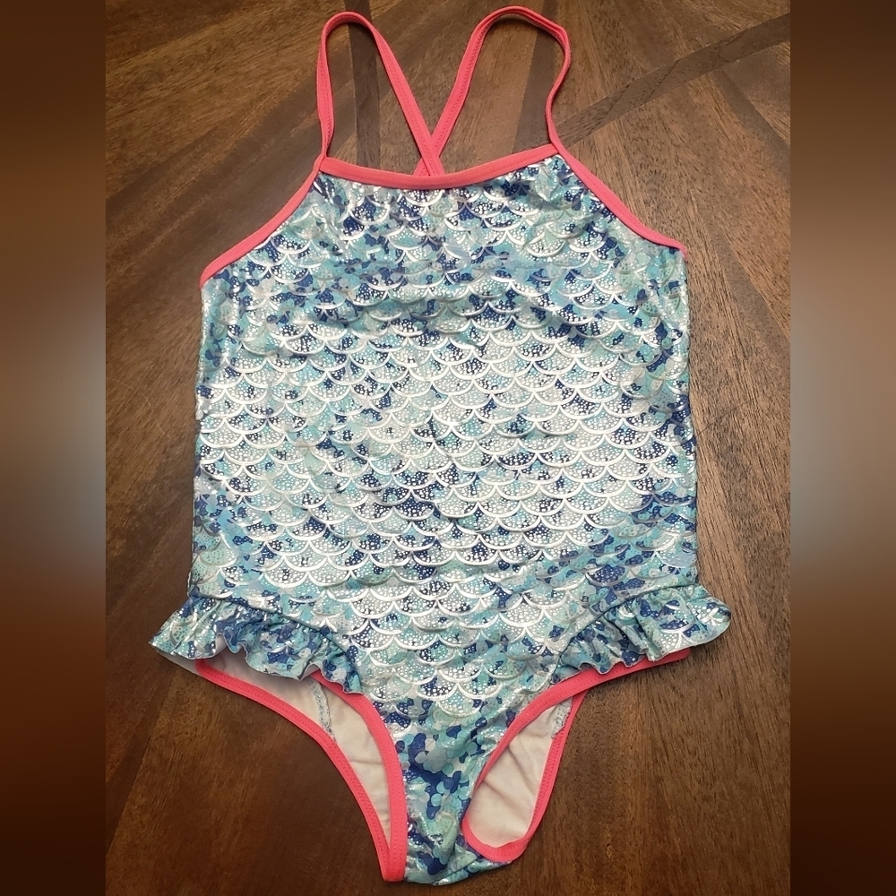 Limited Too Swimwear with Ruffle Trim - Blue and Pink Size 6x